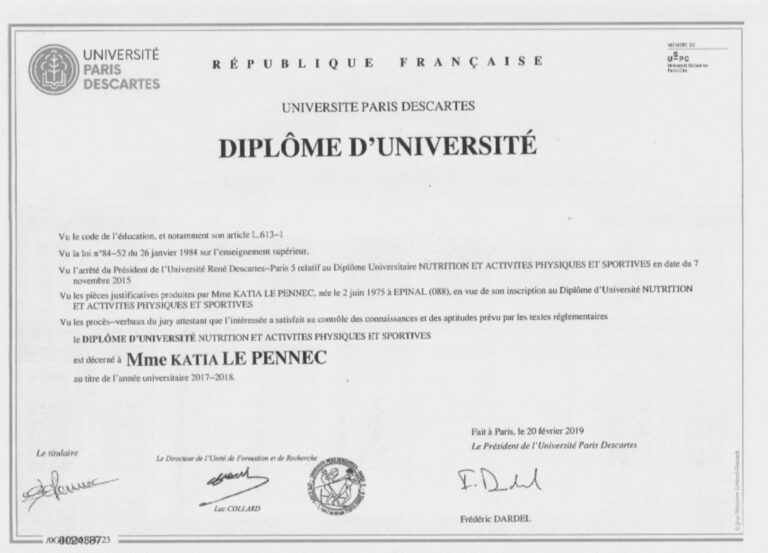 Katia Le Pennec diplome nutrition sportive