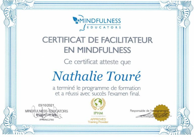 certificat facilitatrice en mindfulness