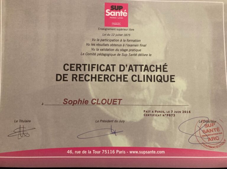 Sophie Clouet Certificat ARC_Supsanté