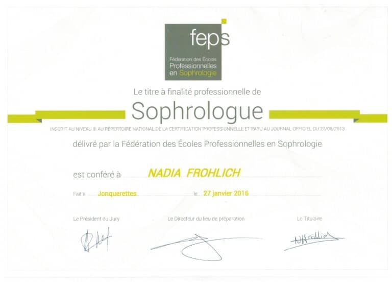 Titre Sophrologue RNCP FEPS